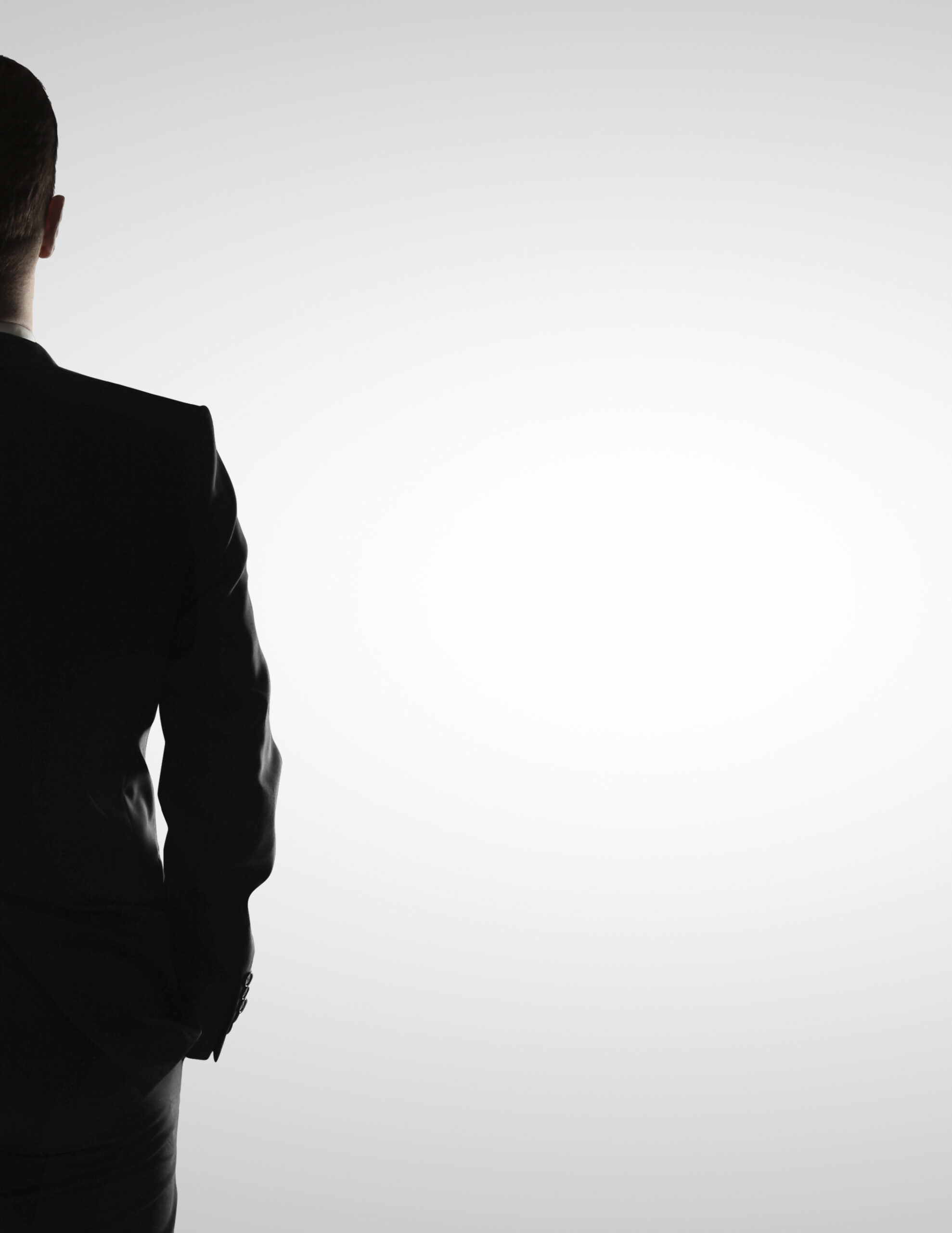 half of man on a white background